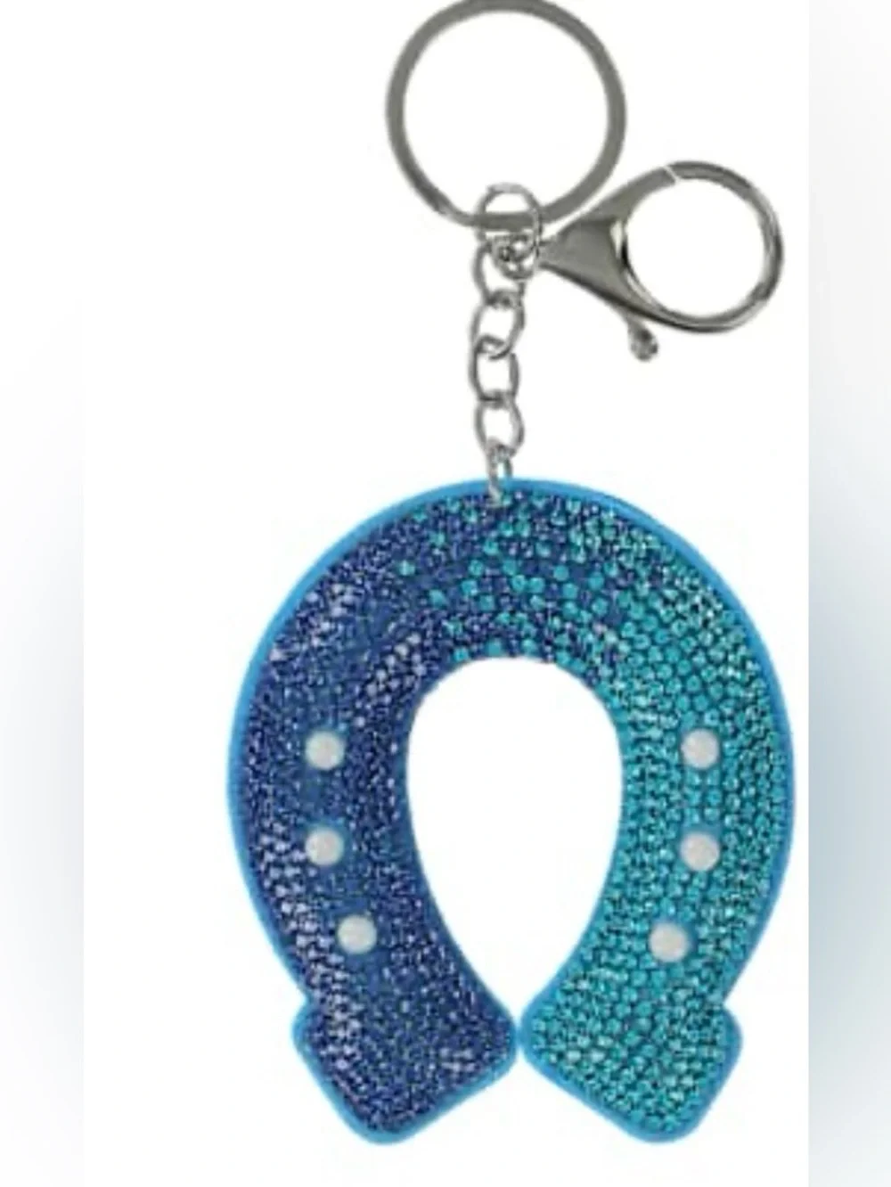 NEW Blue Glitter Horseshoe Keychain - Bag Charm
